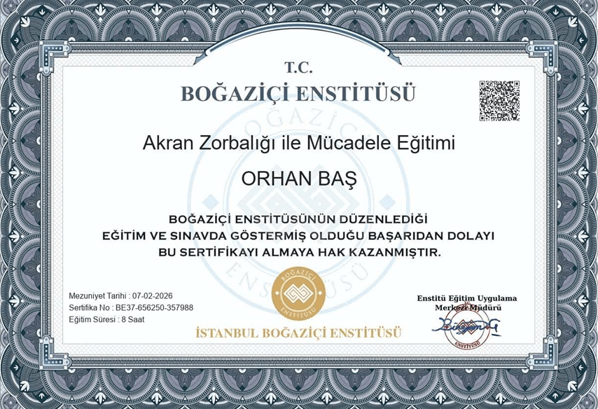 Akran Zorbalığı Eğitimi Sertifikası
